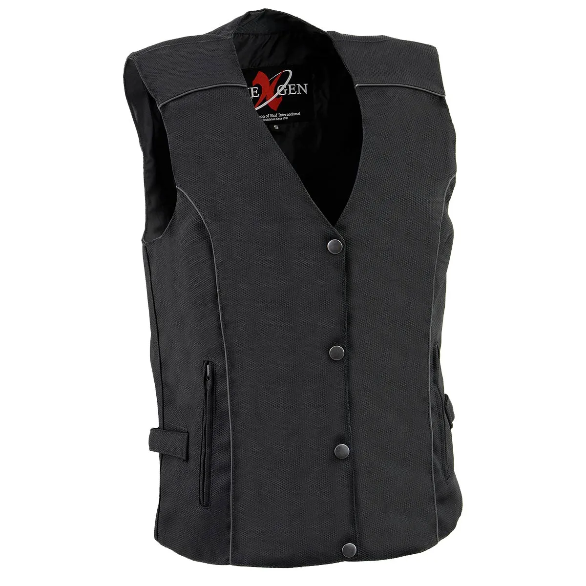 Milwaukee Leather SH1955 Ladies Black Textile Vest with Wing