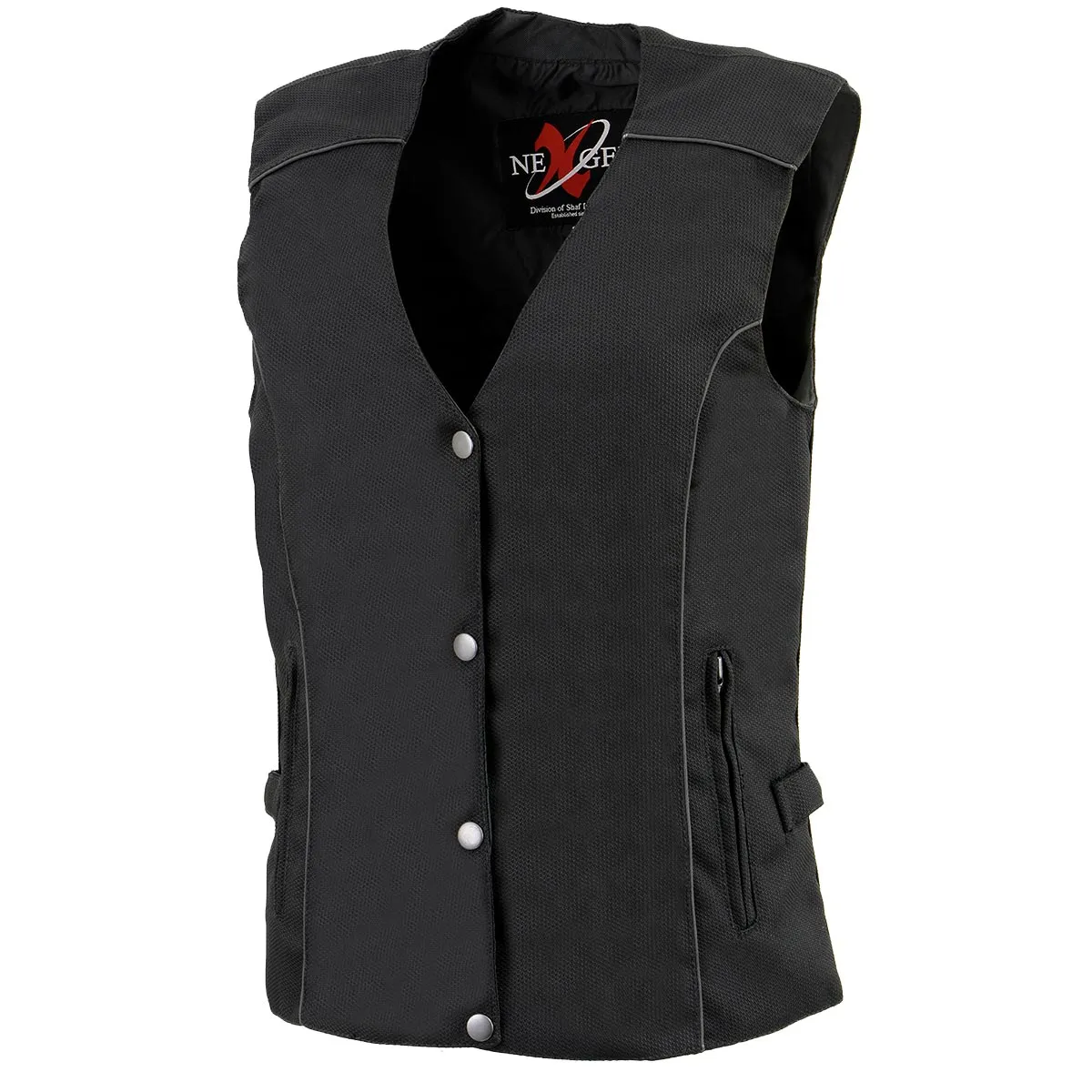 Milwaukee Leather SH1955 Ladies Black Textile Vest with Wing