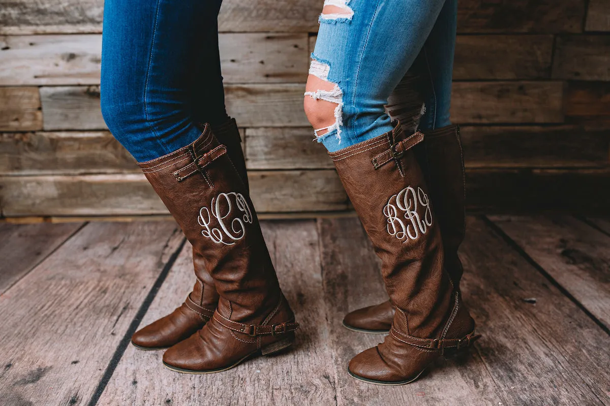 Monogrammed Riding Boots