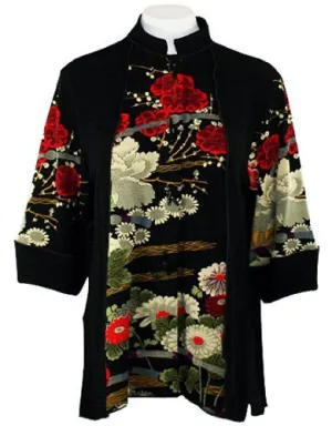 Moonlight - Asian Garden, Geometric & Floral Print, Asian Themed Top