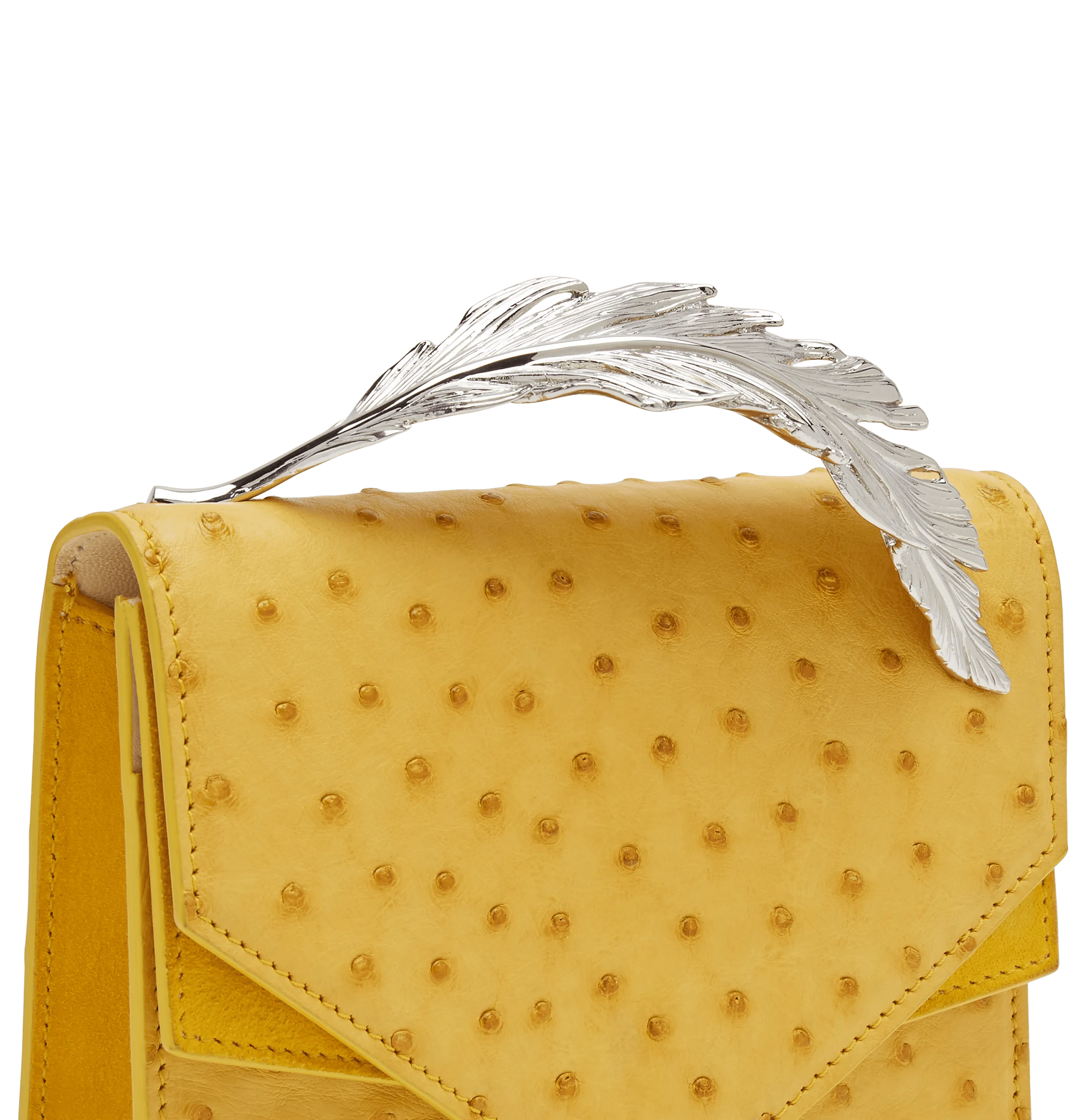 Mustard Ostrich and Suede Alina Clutch