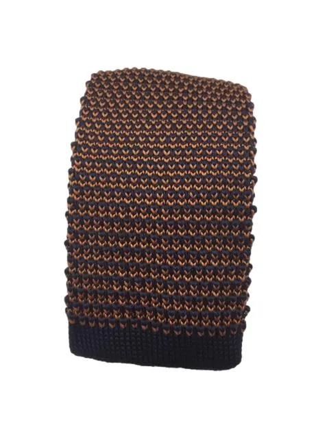 Navy Blue and Orange Twisted Men's Knit Tie