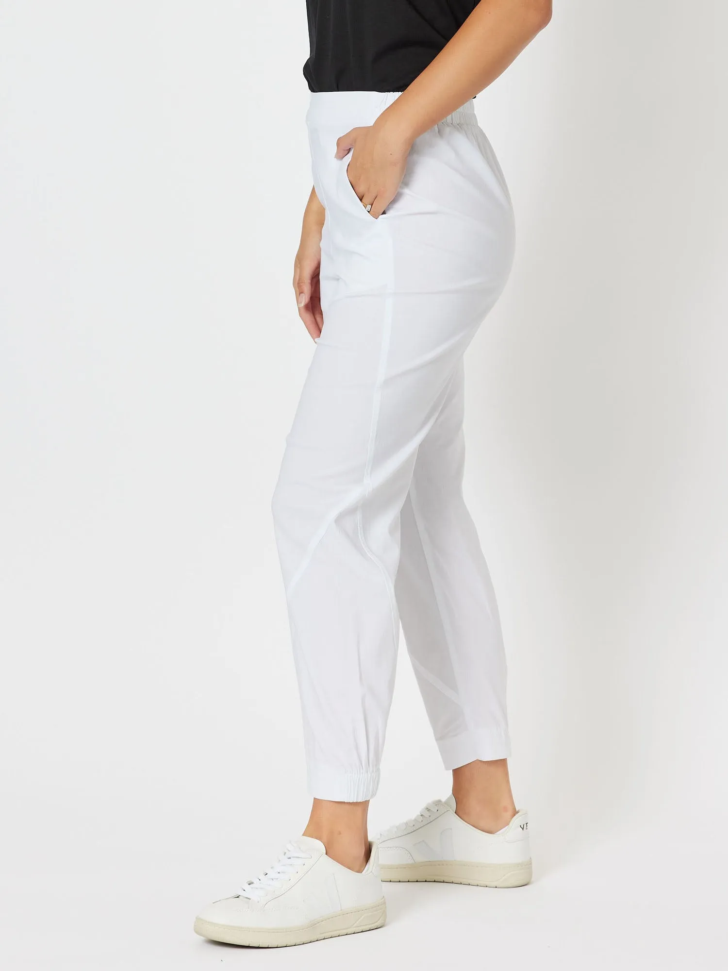 Parachute Stitch Pull On Pant - White