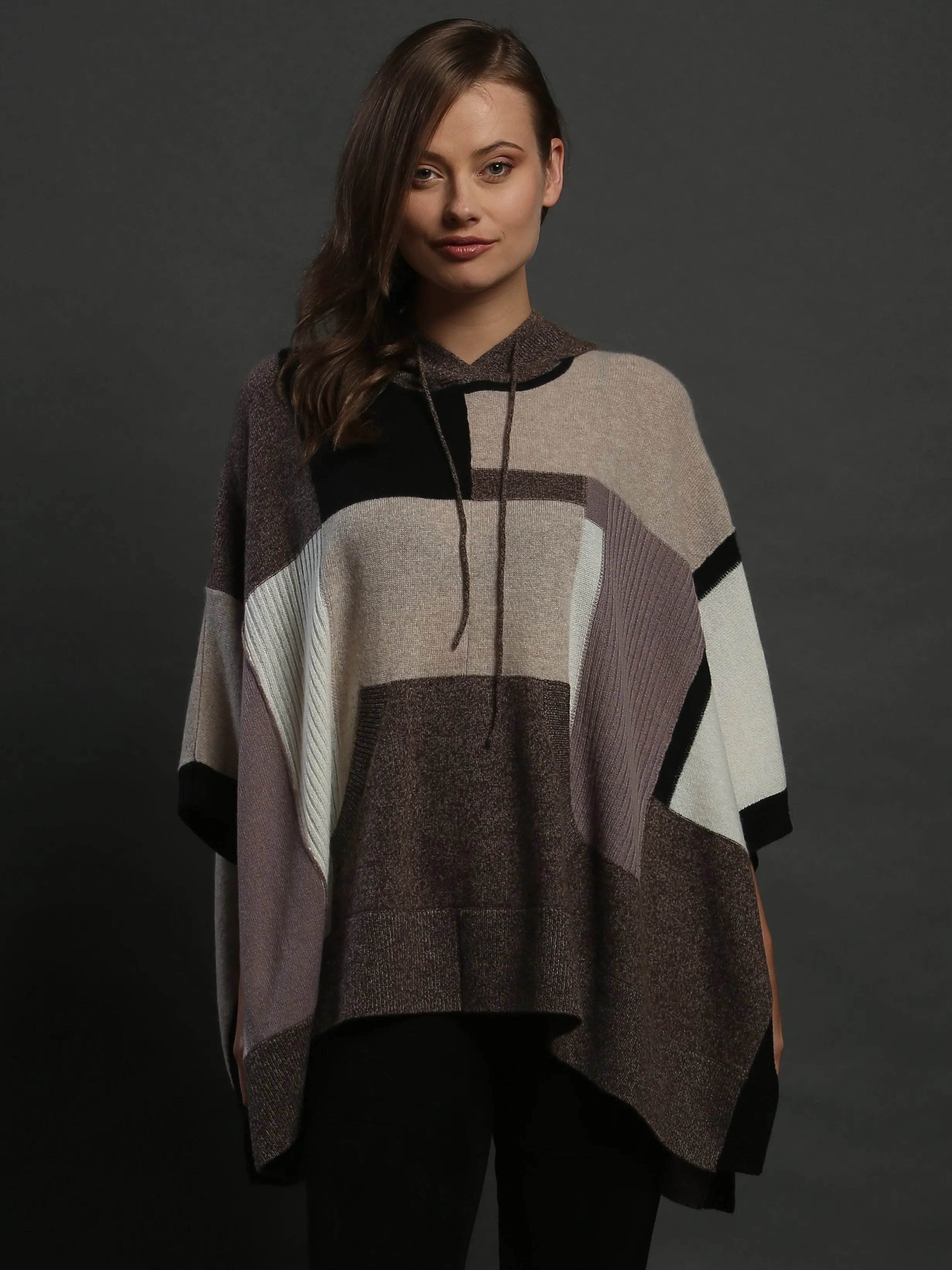 Patchwork Hooded Poncho