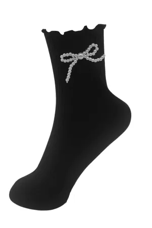 Pearl Grace Socks - Black