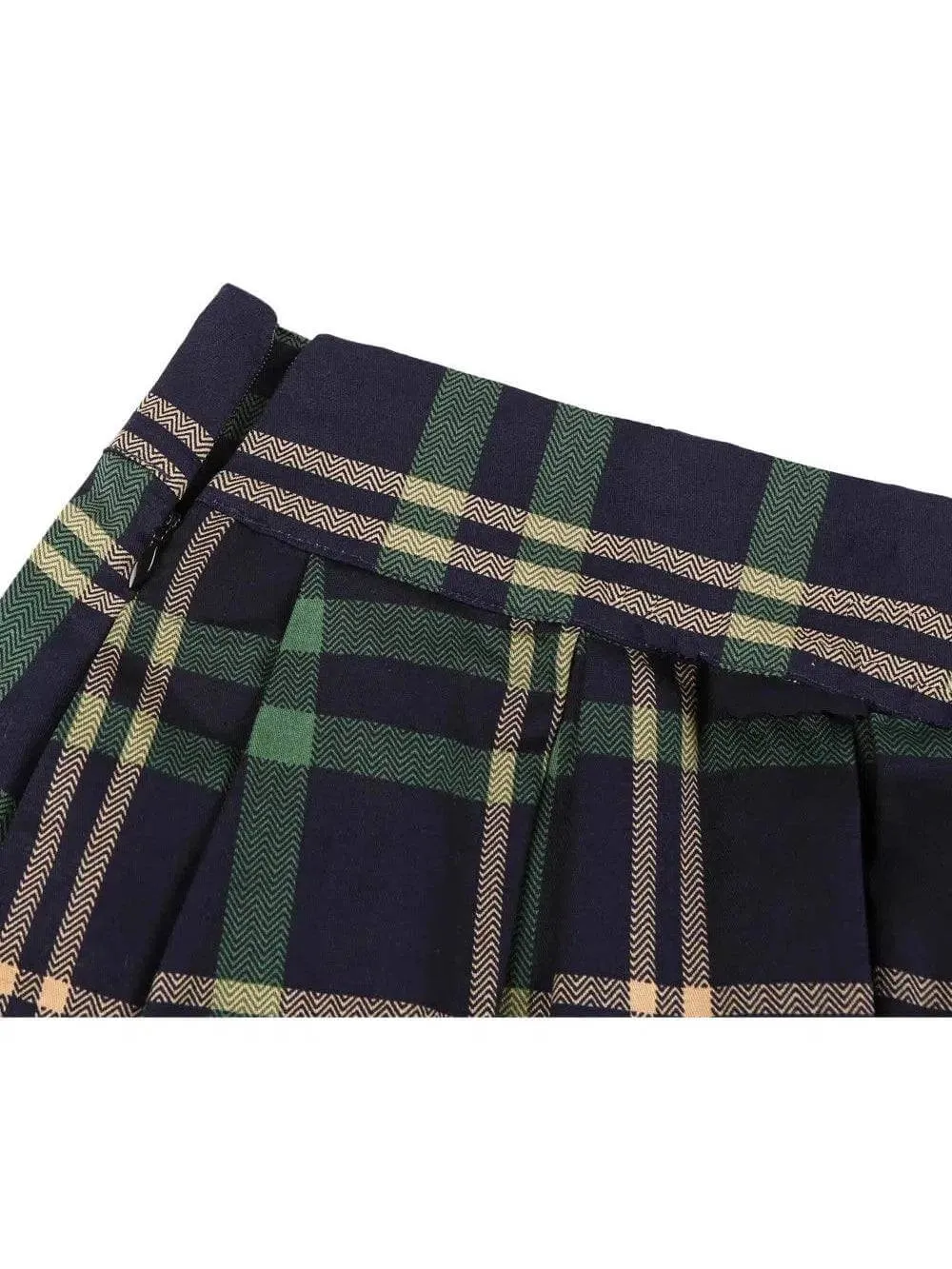 Pleated Tartan Plaid Midi Skirts