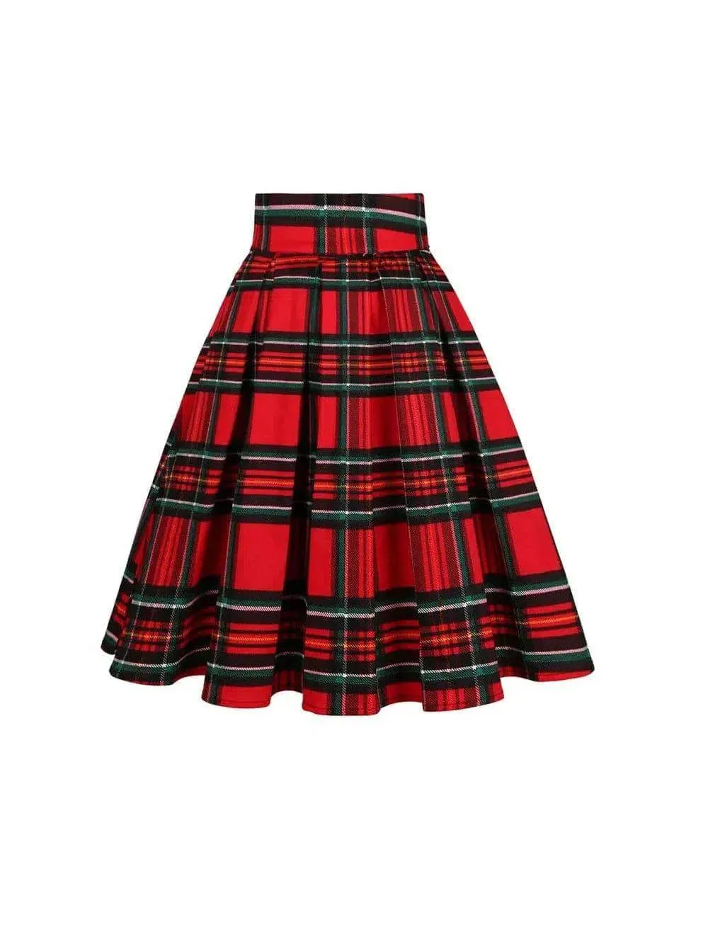 Pleated Tartan Plaid Midi Skirts