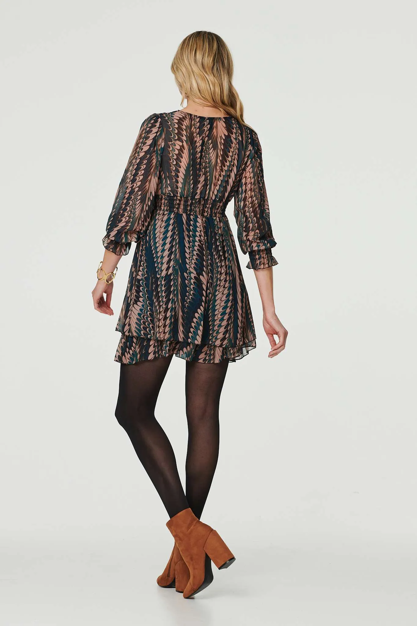 Printed Layered Hem Mini Dress