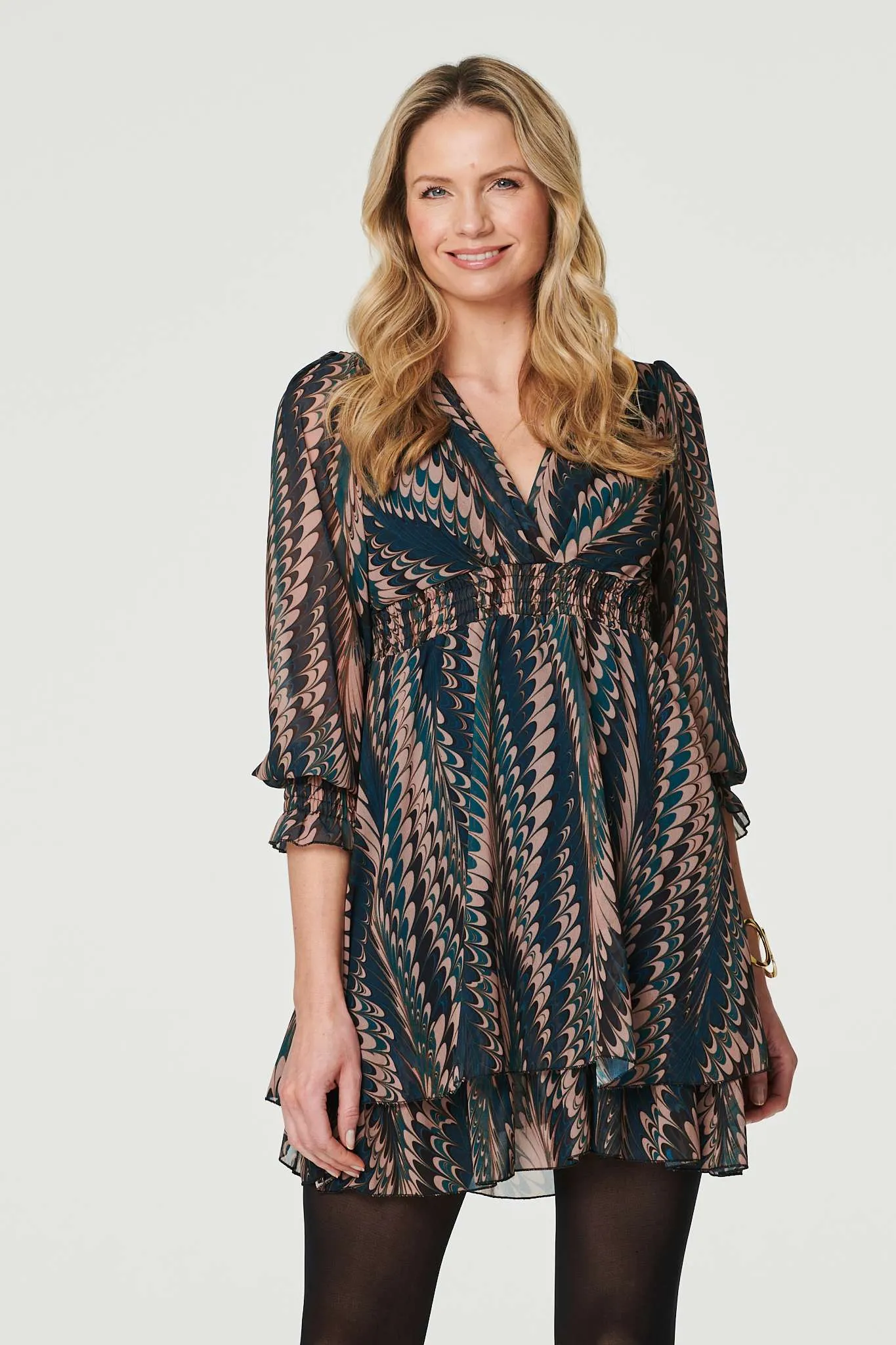 Printed Layered Hem Mini Dress