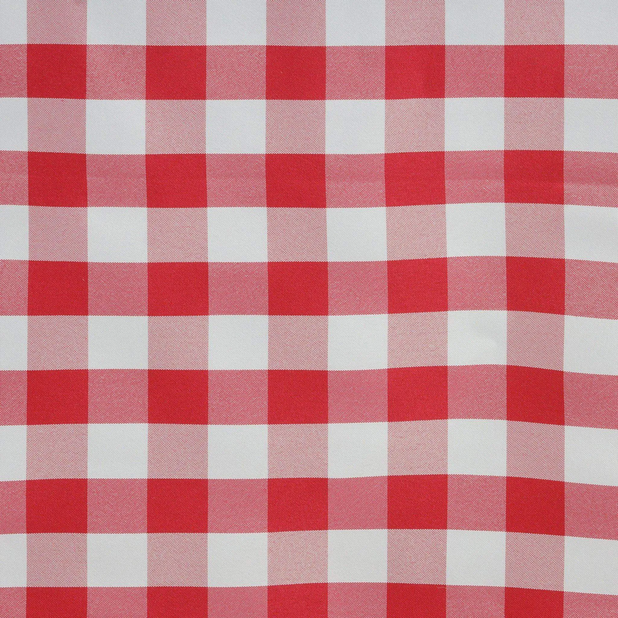 Red and White Checkered Buffalo Plaid Gingham Fabric Rectangle Tablecloth for Summer Picnics and Patriotic Parties (60" x 102")