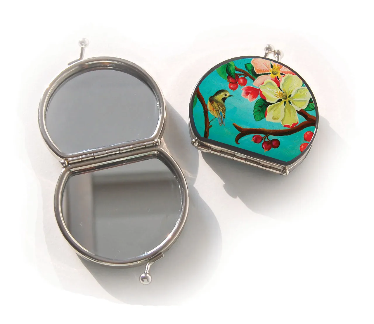 Retro compact mirror, Blossom