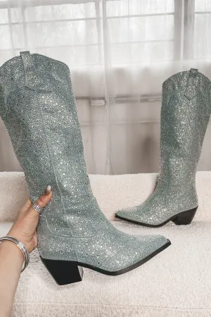 Rhinestone Cowgirl Chic Denim Boots