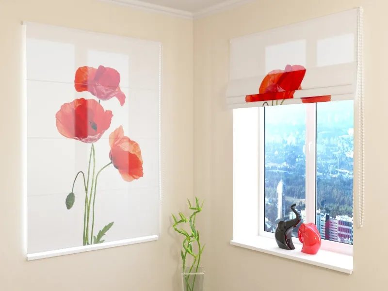 Roman Blind Elegant Red Poppies