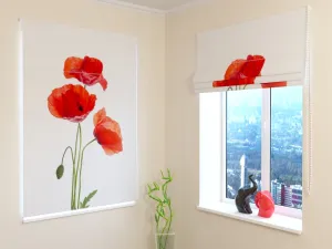 Roman Blind Elegant Red Poppies