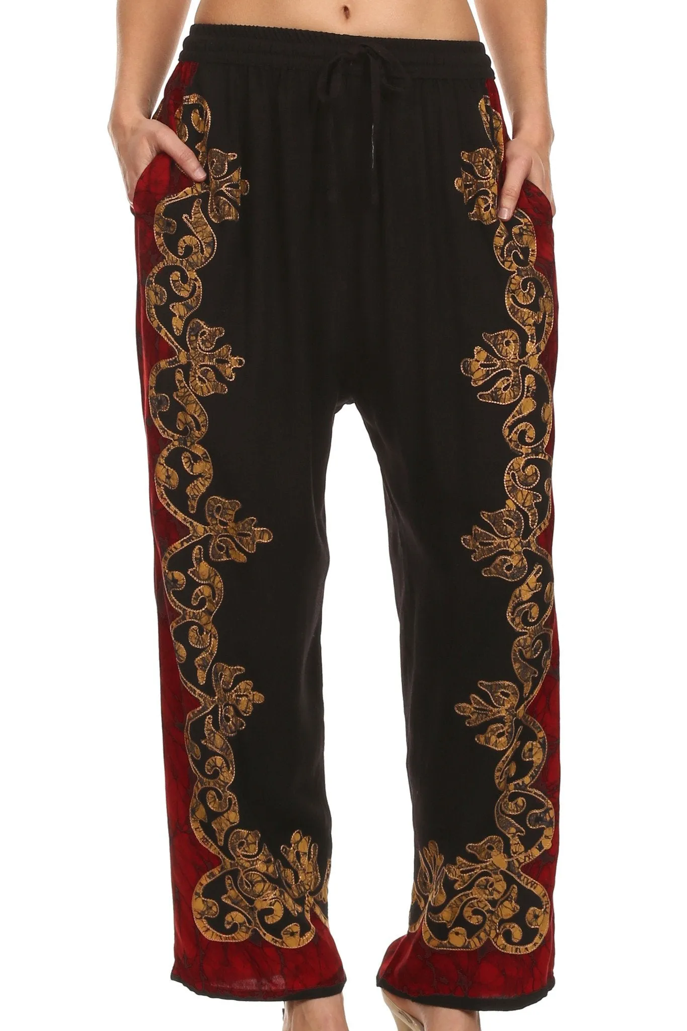 Sakkas Aliyah Embroidered Stonewashed Wide Leg Palazzo Pant