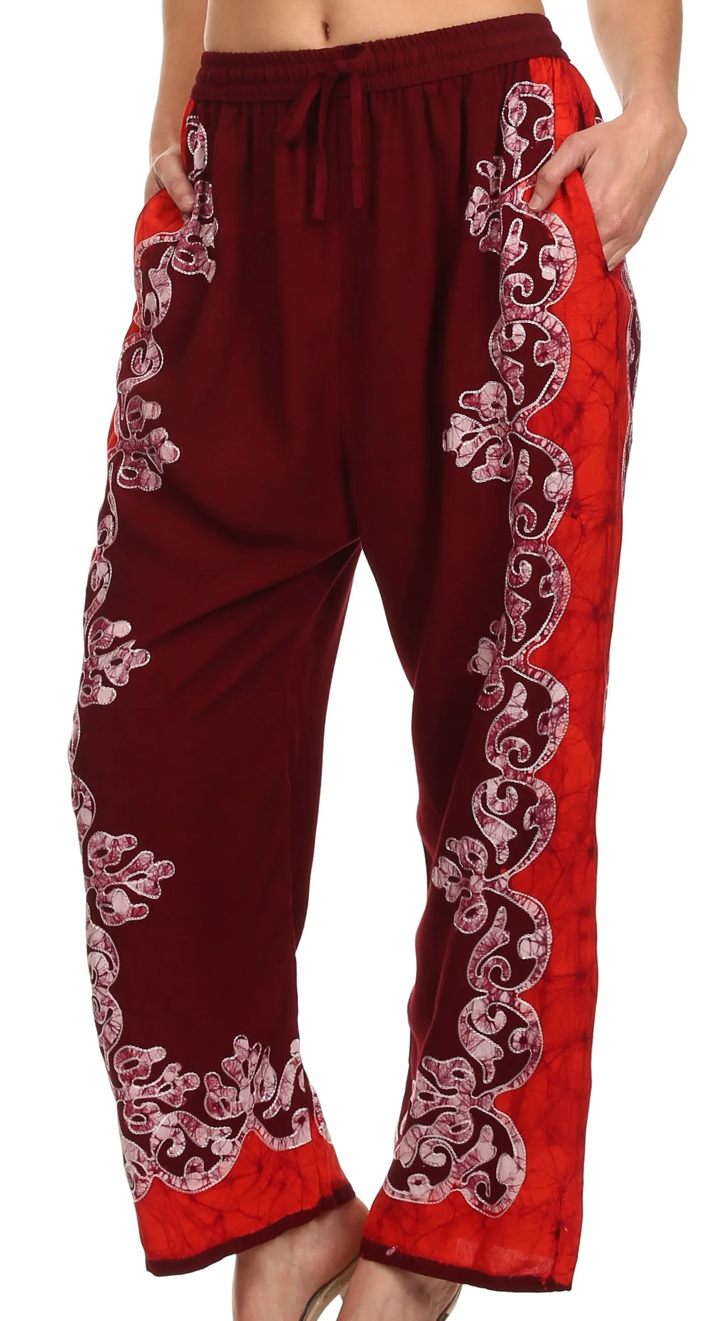 Sakkas Aliyah Embroidered Stonewashed Wide Leg Palazzo Pant