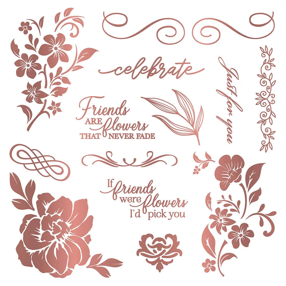 Sara Signature Floral Elegance 8” x 8” Foil Transfers