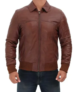 Steven Brown Lambskin Leather Bomber Jacket for Men