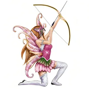 The Ashton-Drake Galleries Mystical Warriors Wear Pink Collection Issue #3: Strong Spirit Fairy Warrior Figure Hand-Painted Sculpture with Gilded Armor Gleaming Bow and Iridescent Wings Supports Breast Cancer Research 4.5-Inches