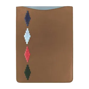 Vaina Large Tablet Sleeve - Tan Leather & Multi Stitching by Pampeano