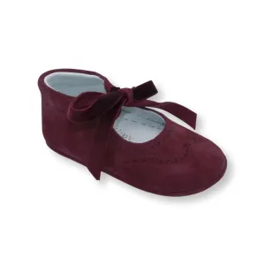 Verónica - Burgundy Suede Baby Mary Jane Shoes