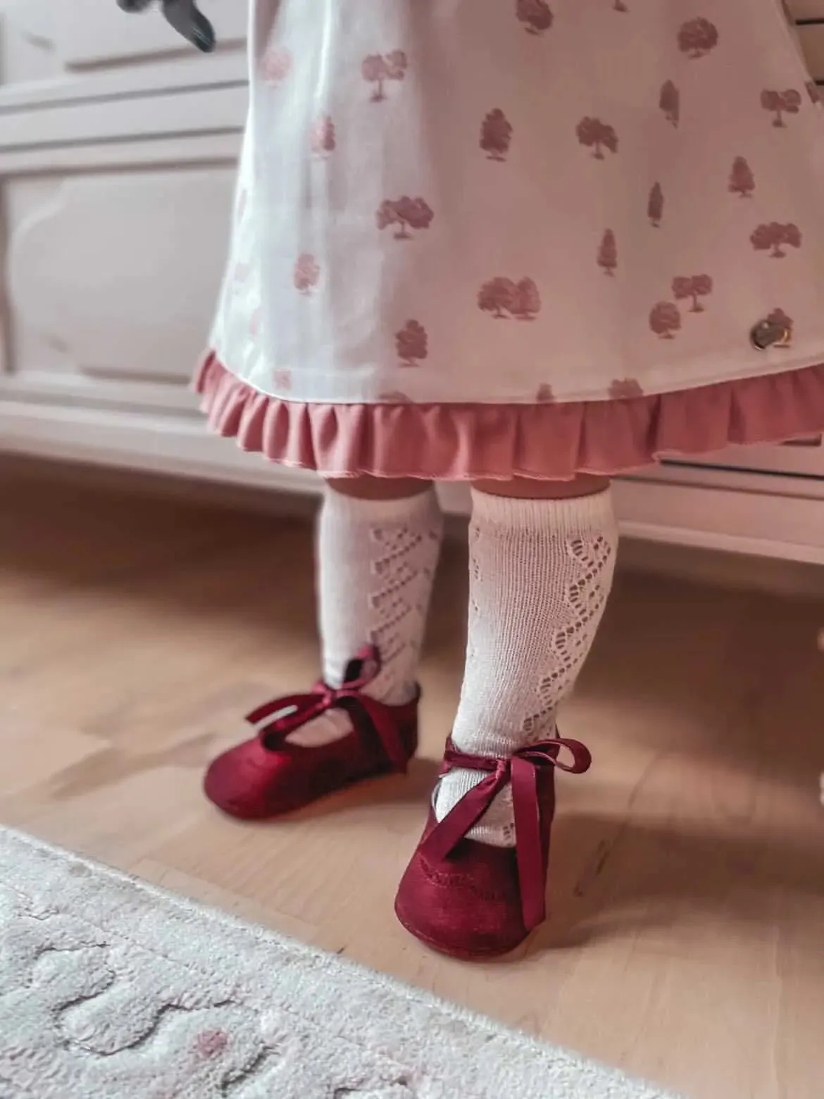 Verónica - Burgundy Suede Baby Mary Jane Shoes