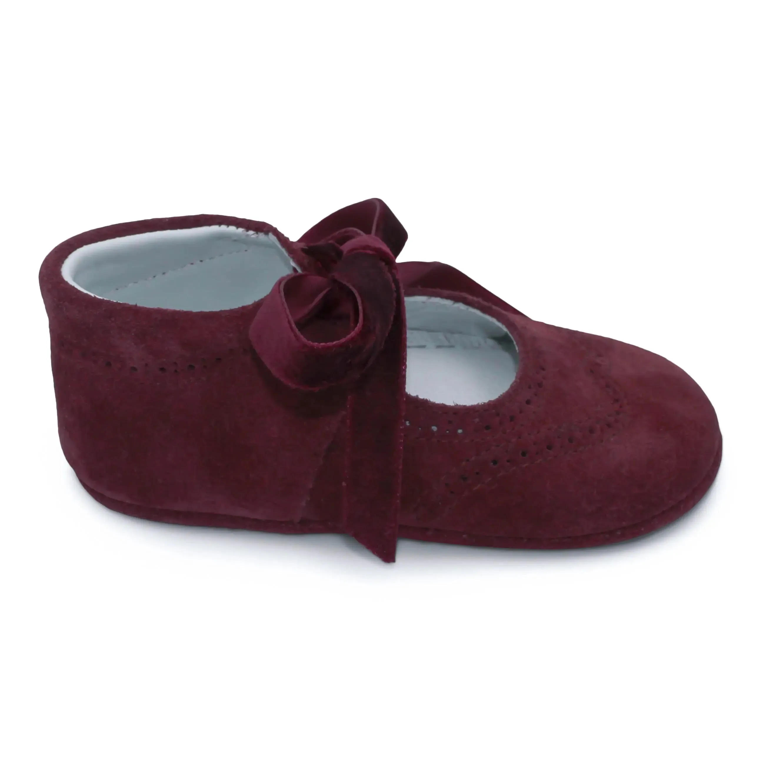 Verónica - Burgundy Suede Baby Mary Jane Shoes