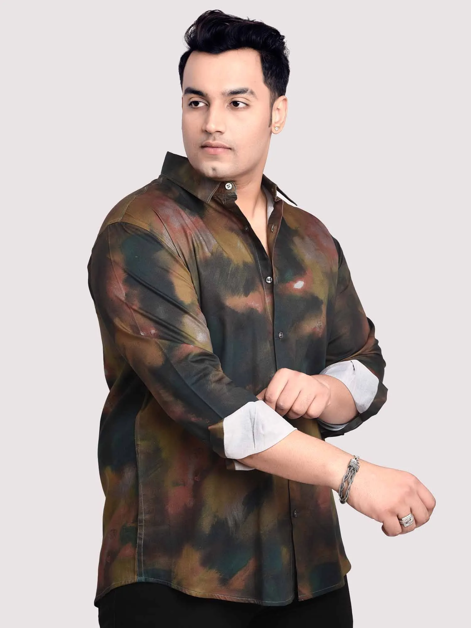 Wavy Gradient Digital Printed Shirt Men's Plus Size