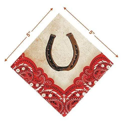 Western Party Supplies - Cowboy Hat and Boot Paper Dessert Plates and Horseshoe Beverage Napkins (Serves 16)