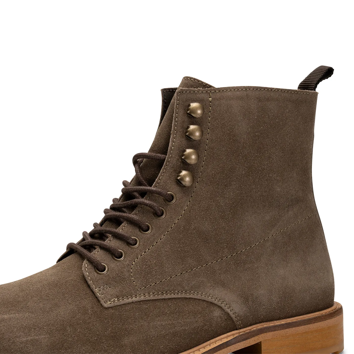 York lace up boot suede - KHAKI