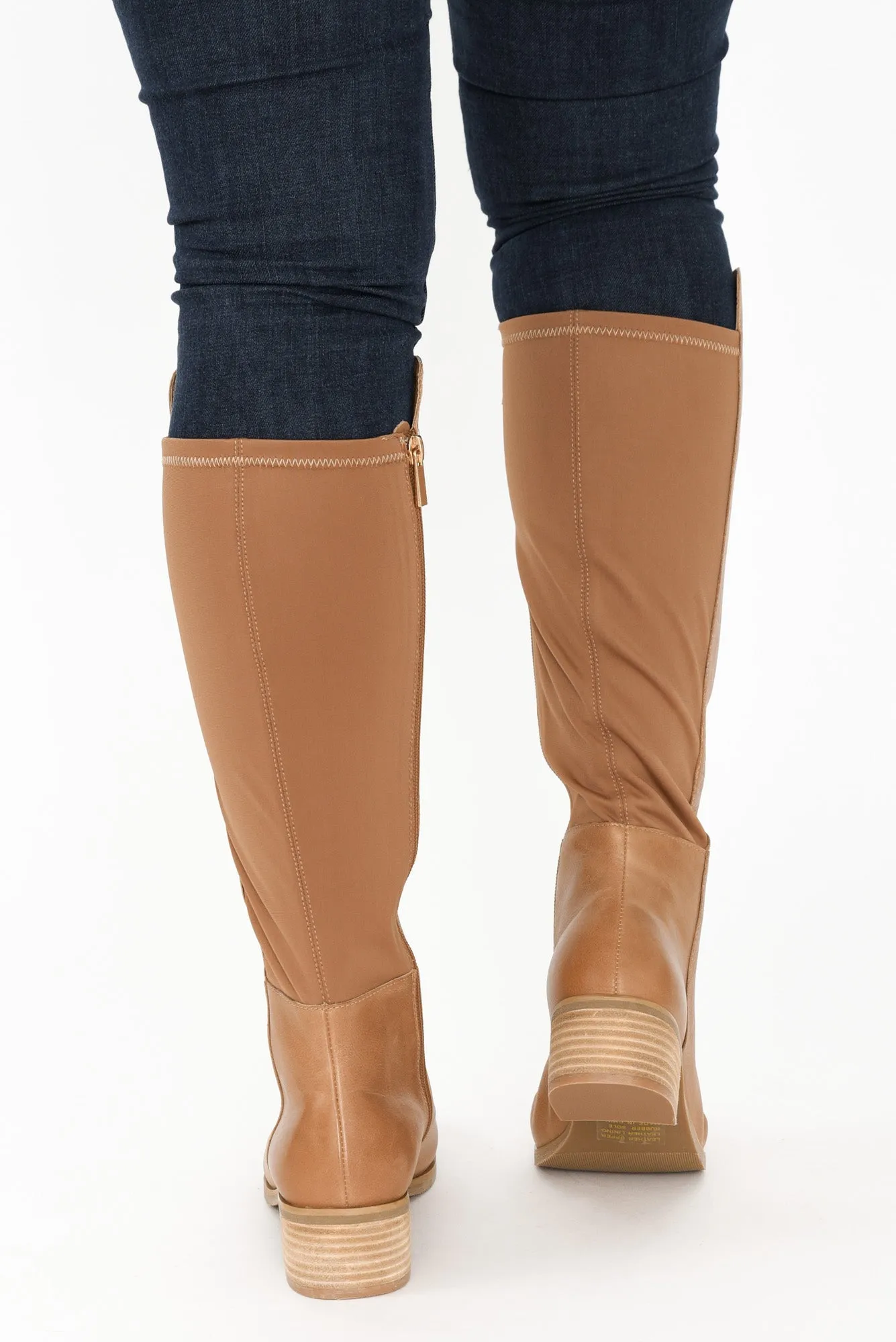 Young Tan Leather Knee High Boot